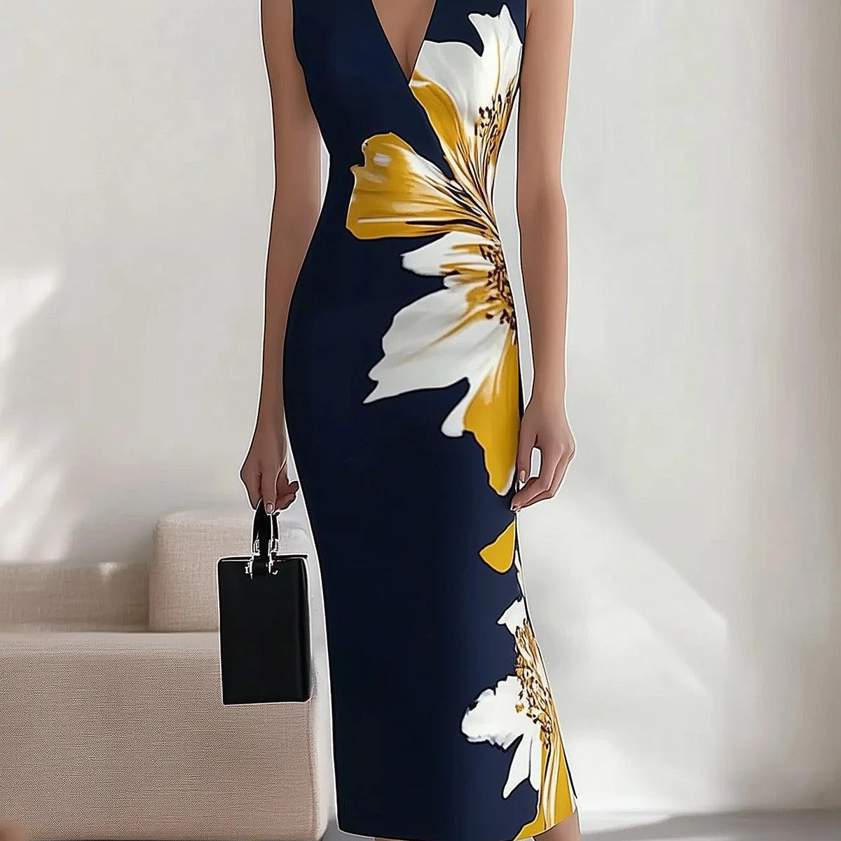 Elegant Printed Workplace Party Festival Midi Dress