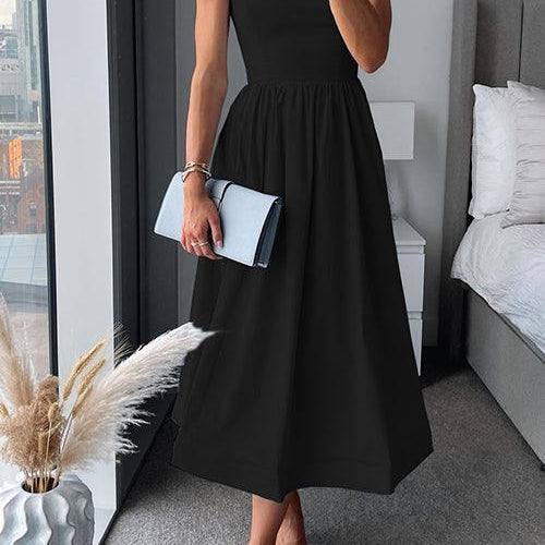 Spaghetti Strap Waisted A-line Midi Dress