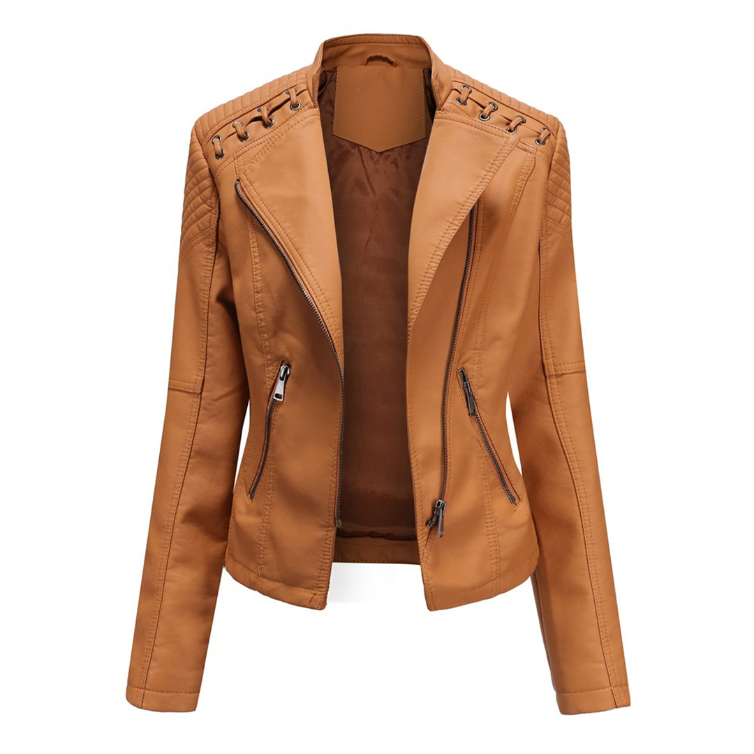 MARGUERITE | Women's Asymmetrical Grommet Moto Quilted Jacket