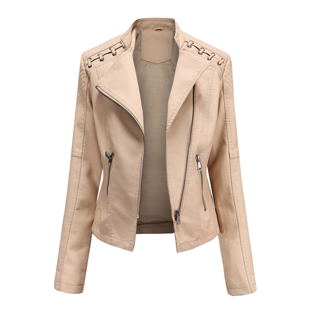 MARGUERITE | Women's Asymmetrical Grommet Moto Quilted Jacket