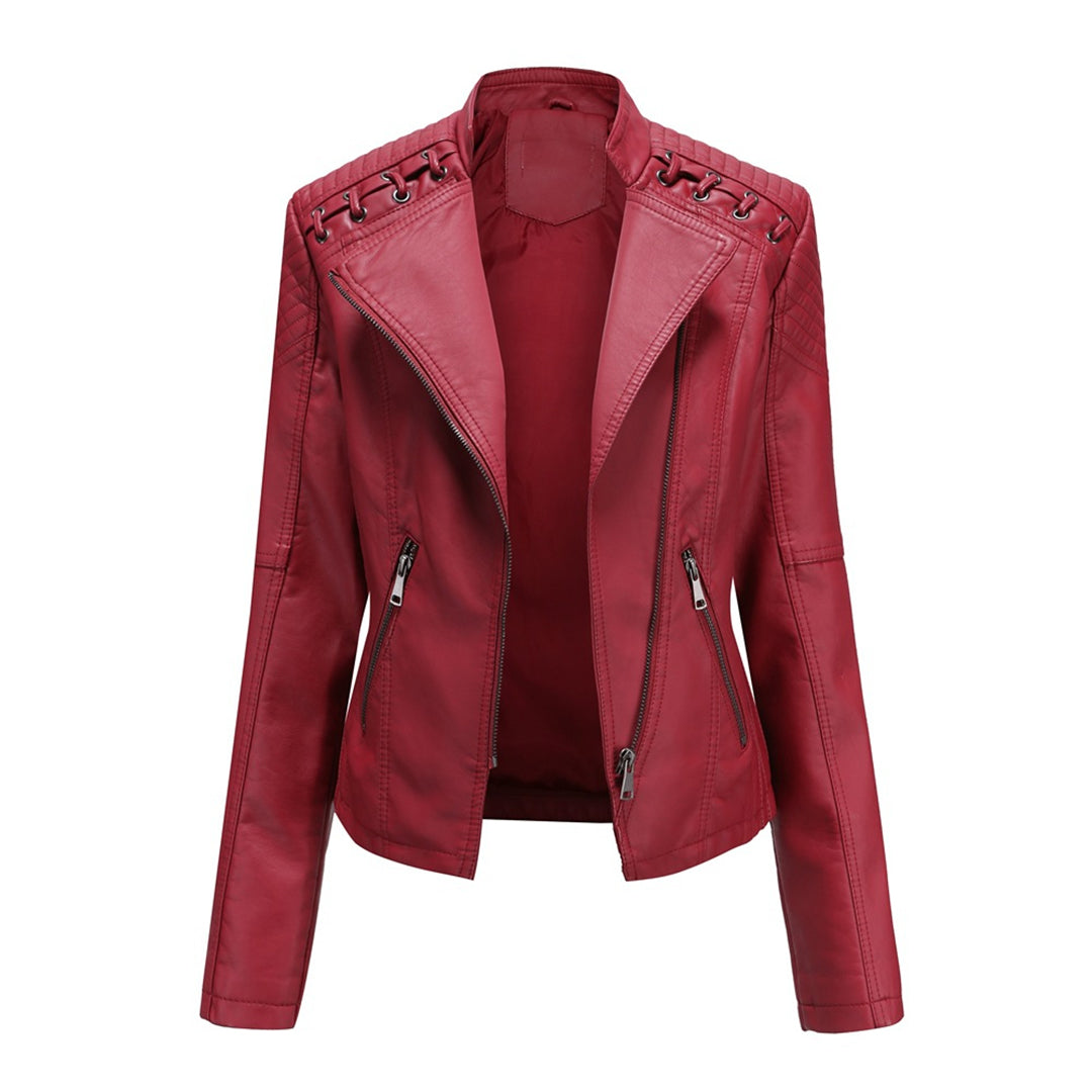 MARGUERITE | Women's Asymmetrical Grommet Moto Quilted Jacket