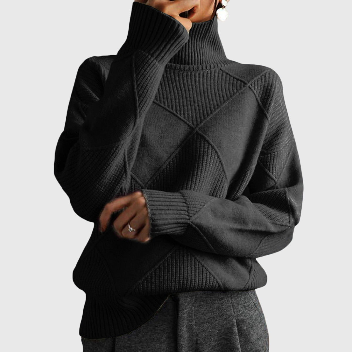 JANICE | Women’s Geometric Turtleneck Sweater
