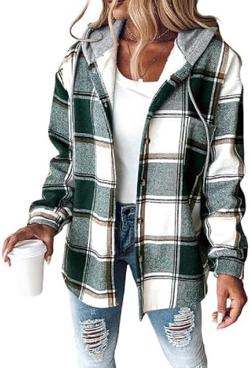 Alyssa™ | Casual Plaid Hooded Button Jacket