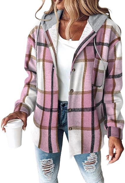 Alyssa™ | Casual Plaid Hooded Button Jacket