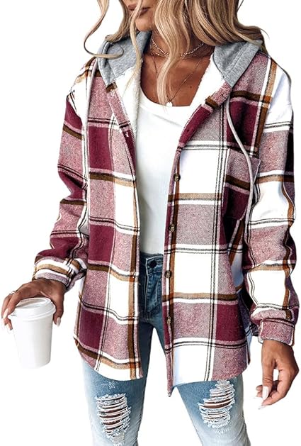 Alyssa™ | Casual Plaid Hooded Button Jacket