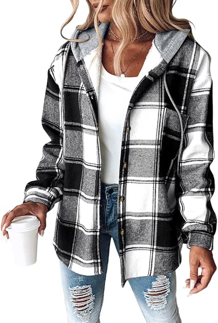 Alyssa™ | Casual Plaid Hooded Button Jacket