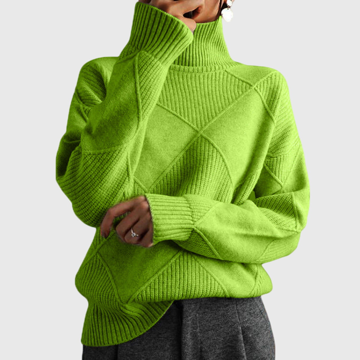JANICE | Women’s Geometric Turtleneck Sweater