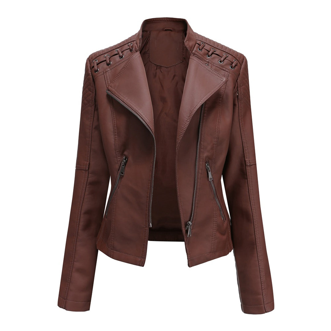 MARGUERITE | Women's Asymmetrical Grommet Moto Quilted Jacket