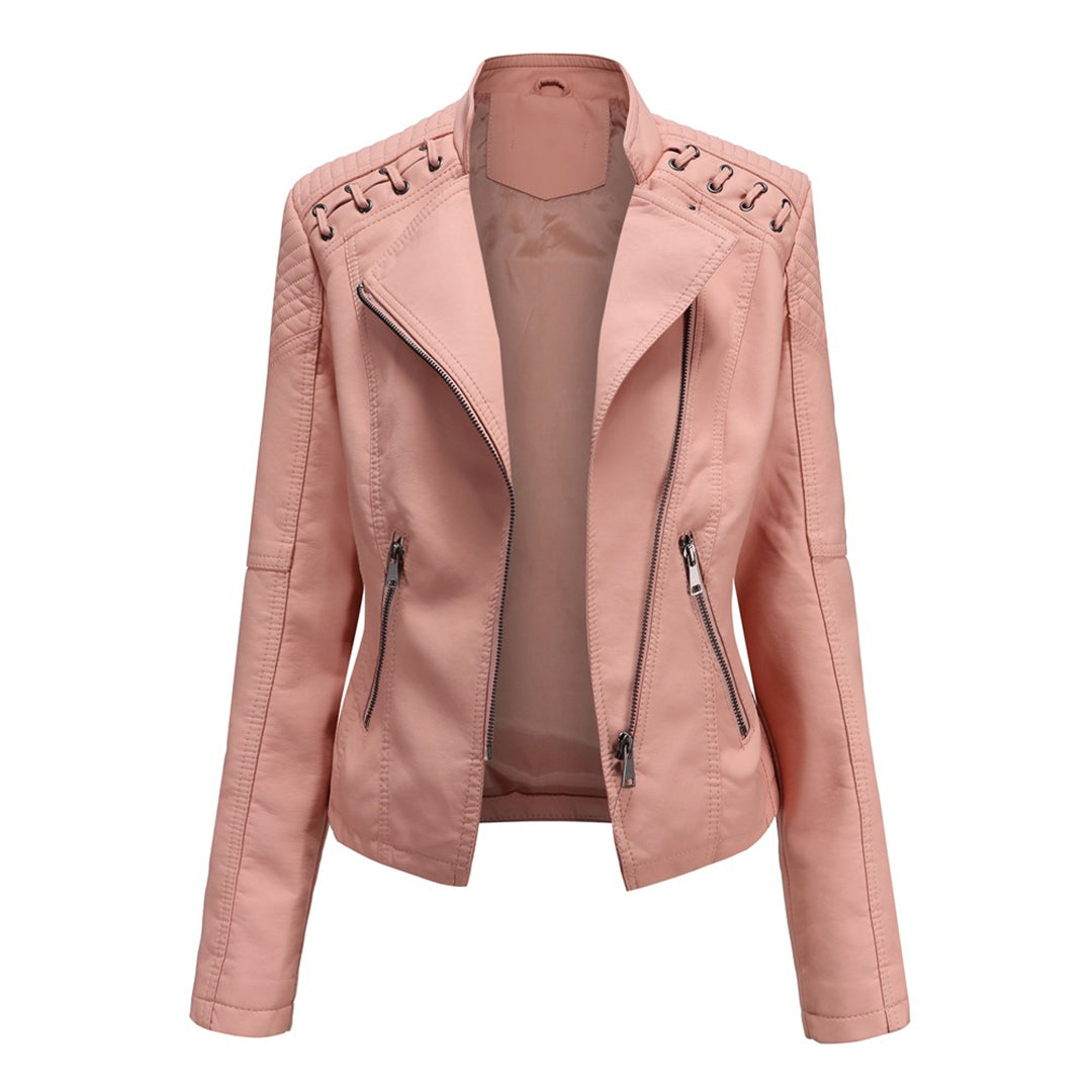 MARGUERITE | Women's Asymmetrical Grommet Moto Quilted Jacket
