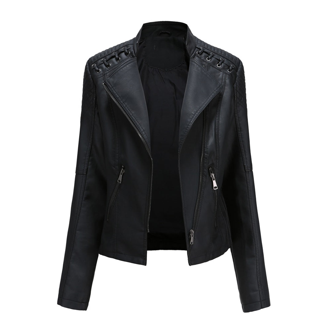MARGUERITE | Women's Asymmetrical Grommet Moto Quilted Jacket