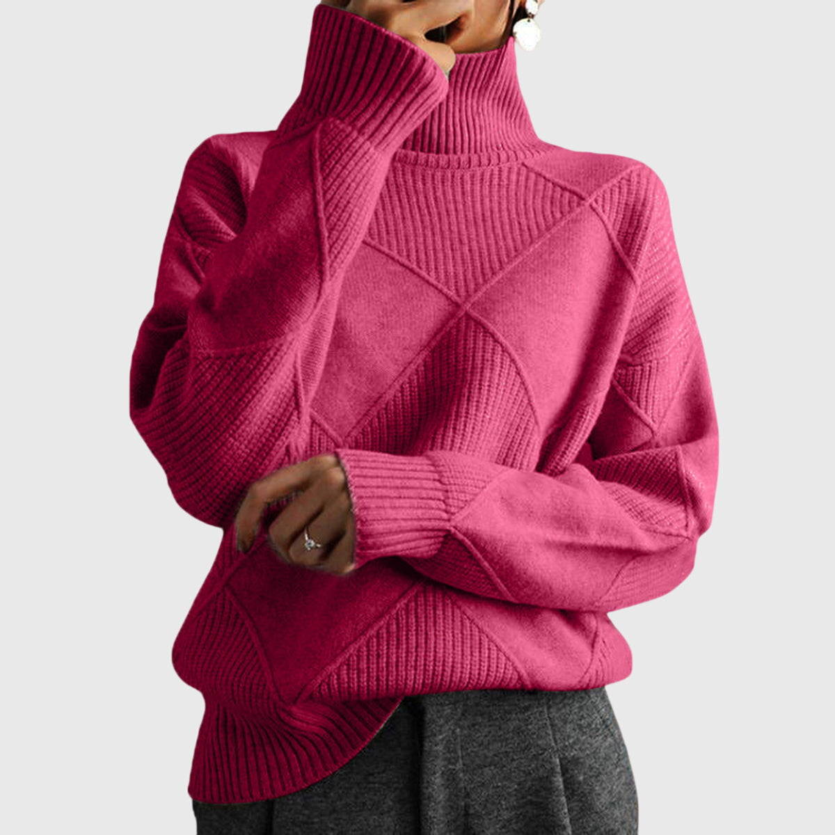 JANICE | Women’s Geometric Turtleneck Sweater
