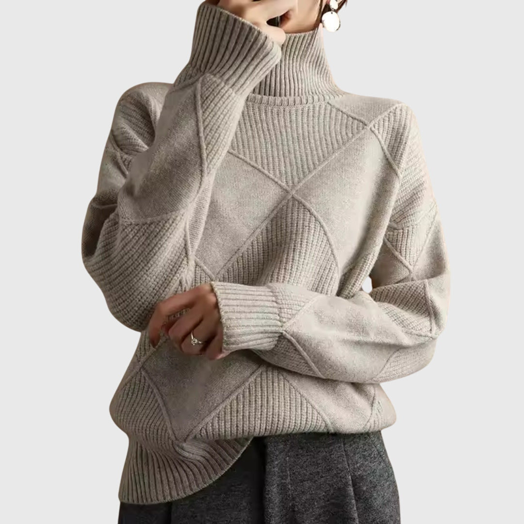 JANICE | Women’s Geometric Turtleneck Sweater