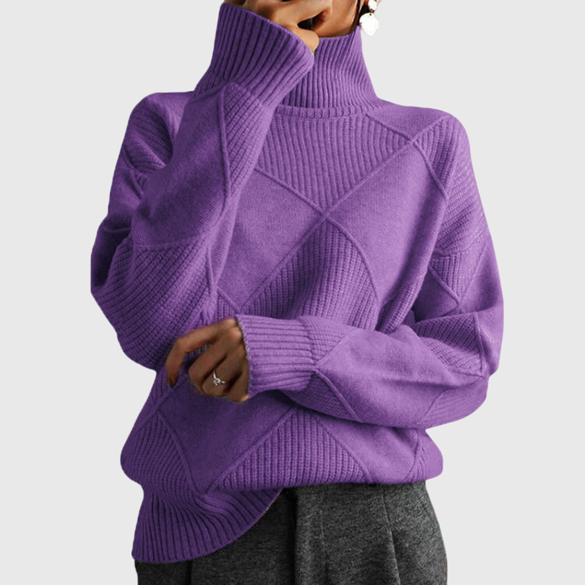 JANICE | Women’s Geometric Turtleneck Sweater
