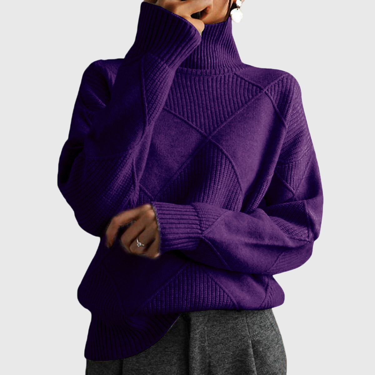 JANICE | Women’s Geometric Turtleneck Sweater