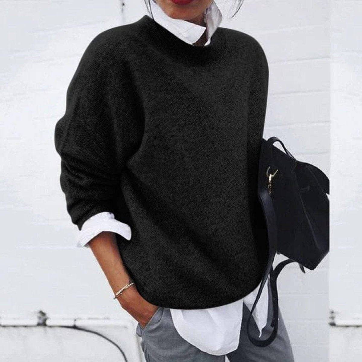 MADISON | Women's Oversized Crew Neck Soft Knit Sweater